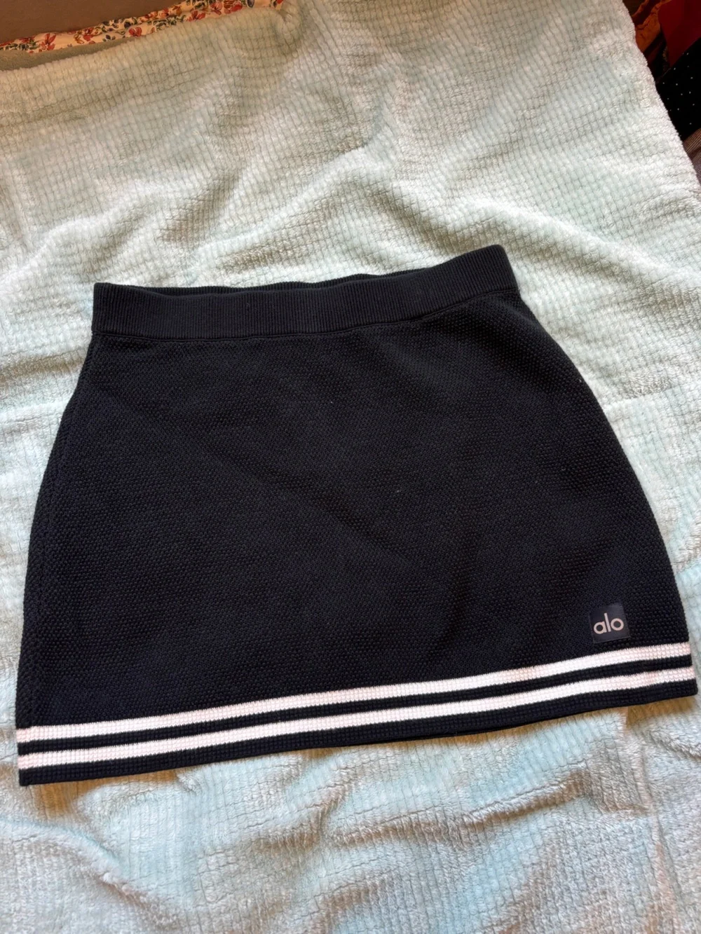 Alo Yoga Black Striped Knit Skort